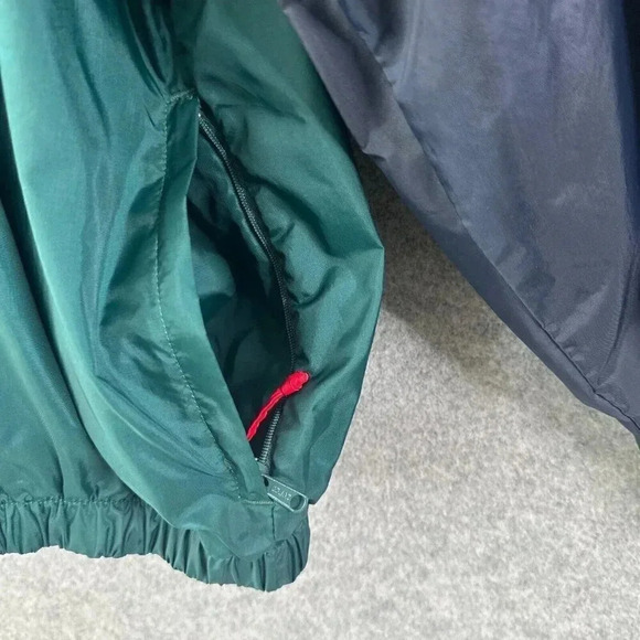 Vintage 90s Windbreaker Womens Medium Navy Packable Hood Cranberry Lightweight - Picture 8 of 16